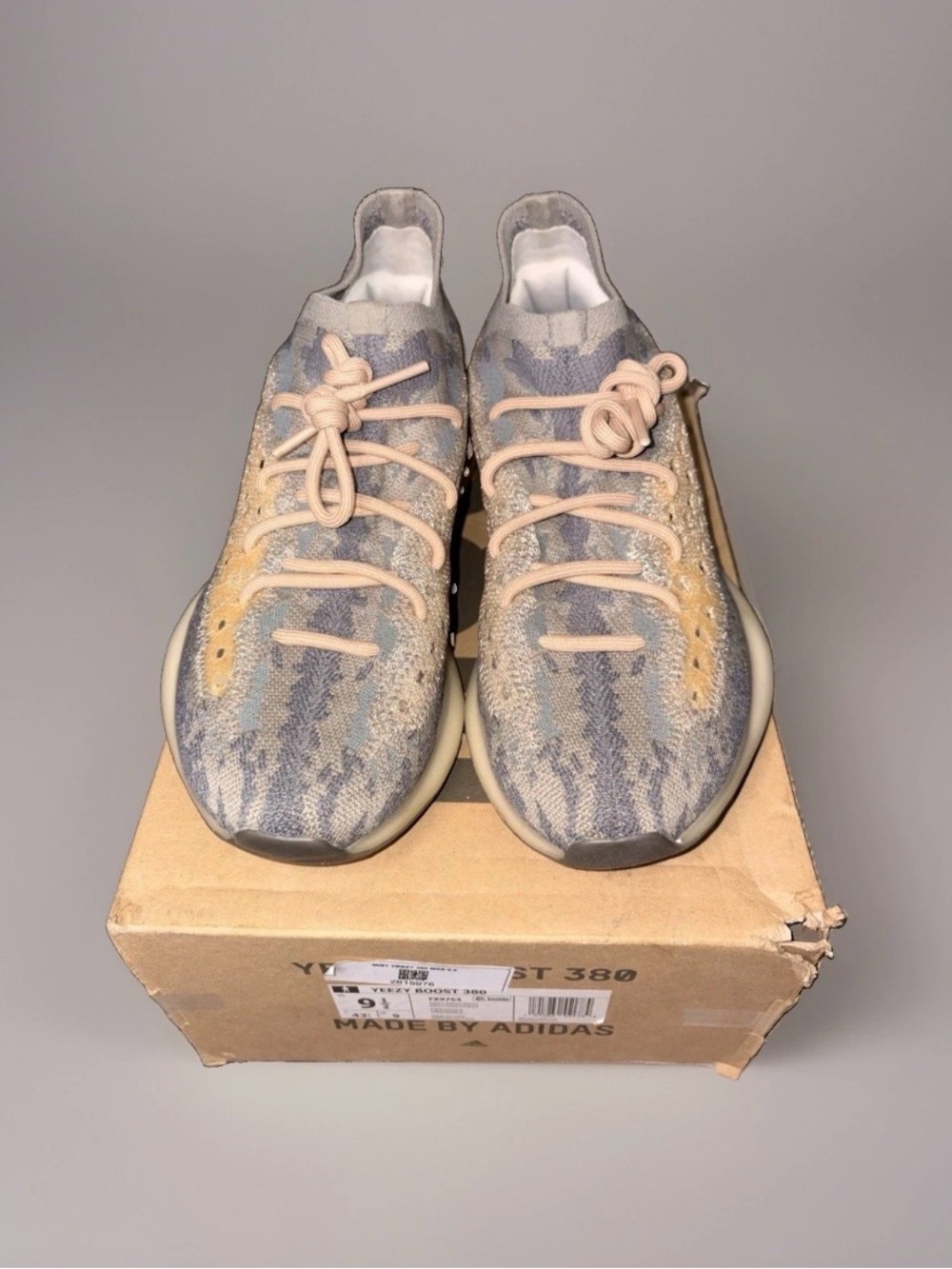 Yeezy Boost 380 Mist Size 9.5 Mens FX9764 Authentic Gently Worn Once EUC